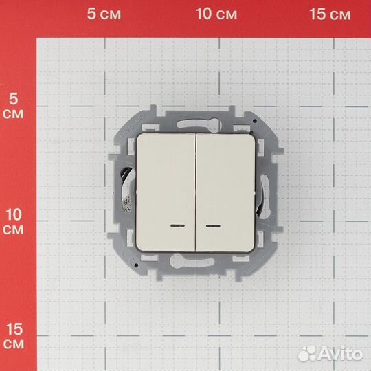 Выключатель Legrand Inspiria 673631 двухклавишный скрытая установка слоновая кость с подсветкой