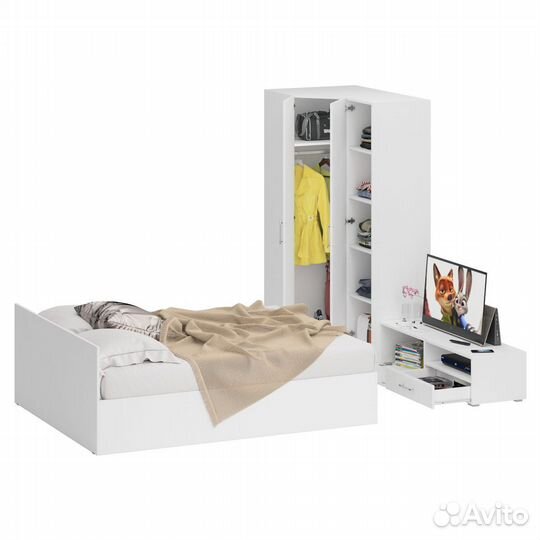 Мебель для спальни белая Стандарт № 4 Стандарт с кроватью 1600, цвет белый, спальное место 1600х2000