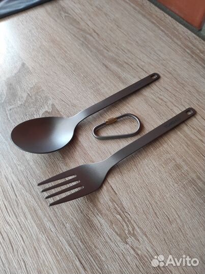 Титановая ложка,вилка.Титановый набор