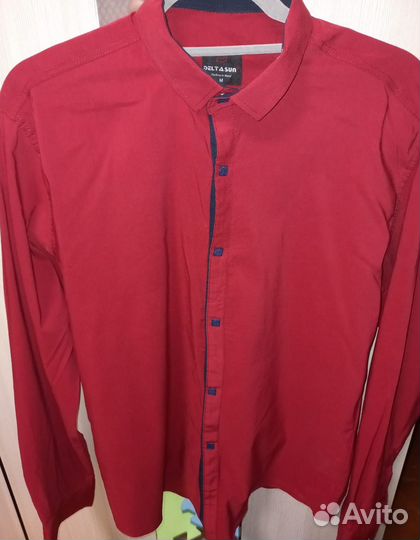 Рубашка мужская тёмно красная
