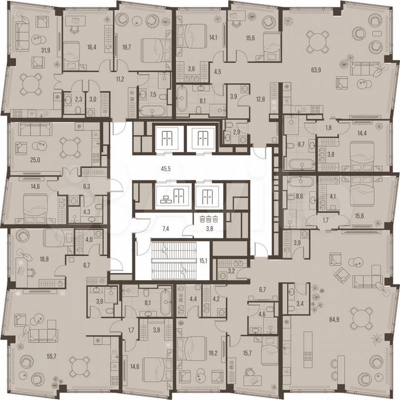 4-к. квартира, 157,6 м², 19/24 эт.