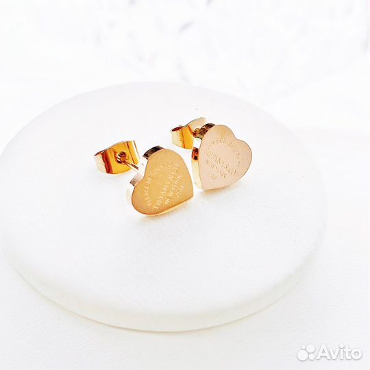 Серьги сердечки Tiffany