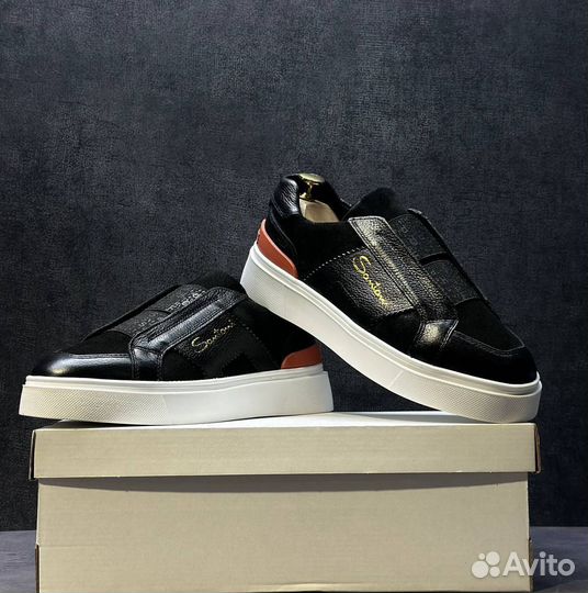 Кроссовки мужские классические кожаные santoni