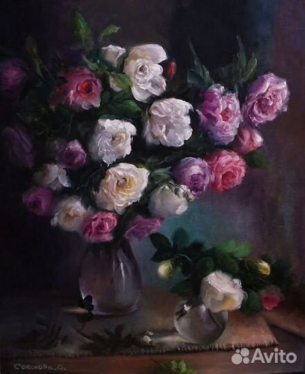 Картина маслом на холсте цветы на заказ