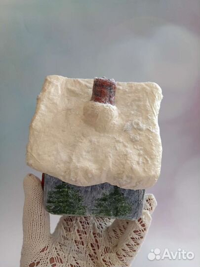 Ватная ёлочная игрушка Домик