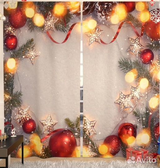 Комплект новогодних фотоштор