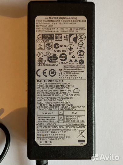 Блок питания ноутбука Samsung оригинал зарядка