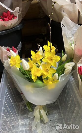 Букеты из тюльпанов и нарциссов под заказ