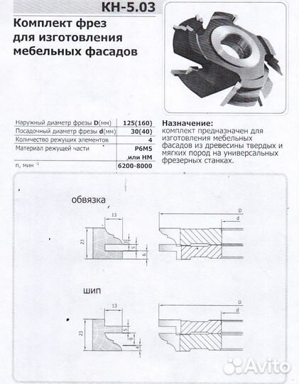Фрезы для мебельного фасада / мебельная обвязка