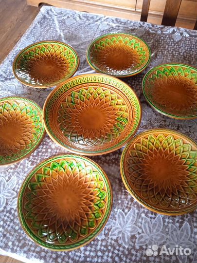 Редкий набор тарелок Обливная Керамика из СССР нов