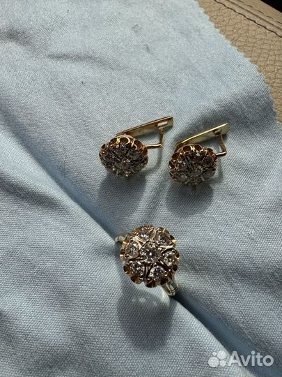 Комплект кольцо и серьги