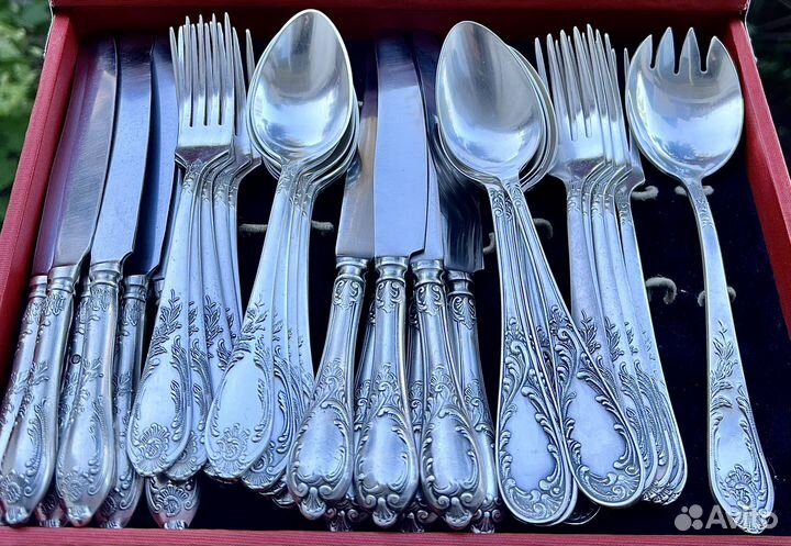 Мельхиоровый столовый набор 37 приборов