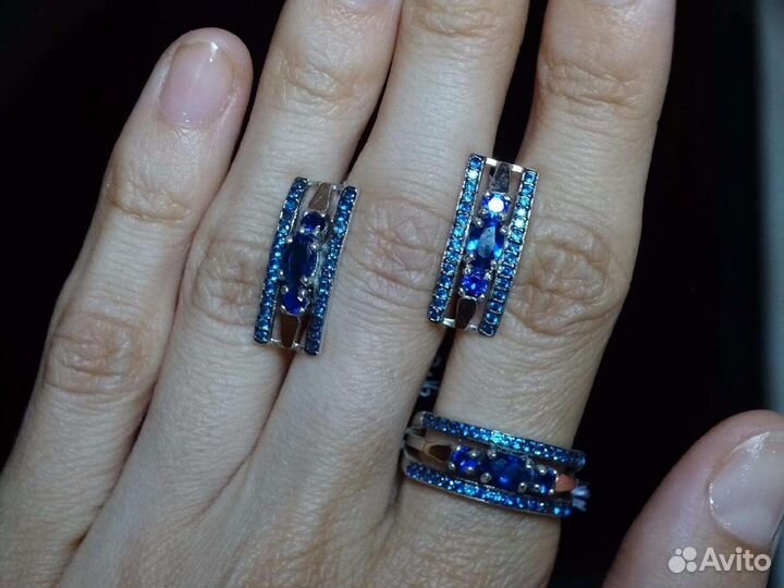 Комплект серебро с золотыми пластинами