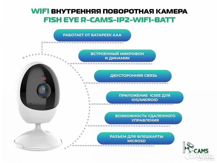 NEW Fish Eye Wifi внутренняя камера на батарейках