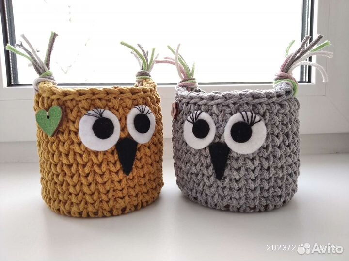 Корзинка вязаная Сова