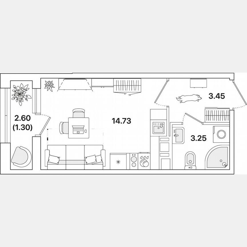 Квартира-студия, 22,7 м², 10/12 эт.