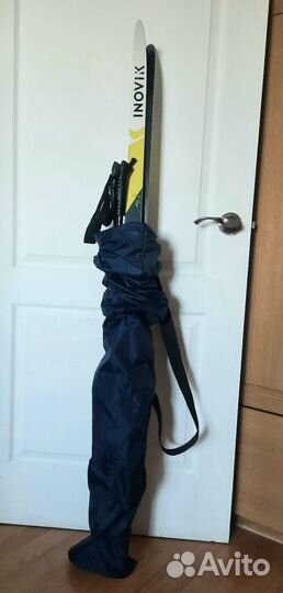 Лыжный комплект, лыжи, палки, чехол, 140см