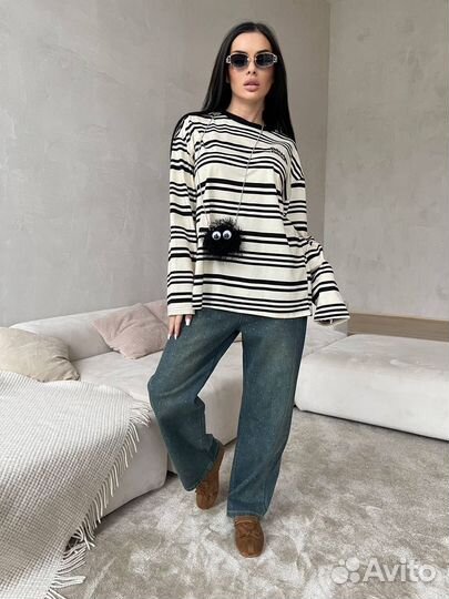 Лонгслив miu miu в полоску