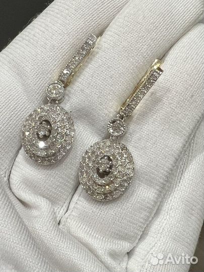 Золотые серьги с бриллиантами 1,3ct