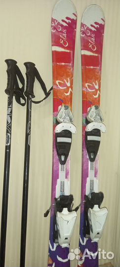 Горные лыжи, ботинки, шлем, палки