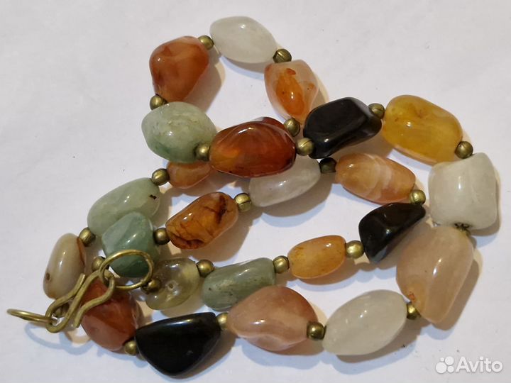 Винтажные бусы из натуральных камней.Агаты