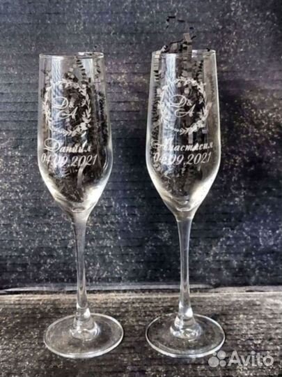 Свадебные бокалы подарочный набор с гравировкой