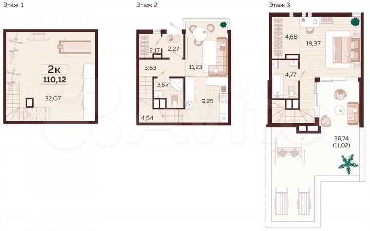 2-к. квартира, 112,8 м², 1/1 эт.