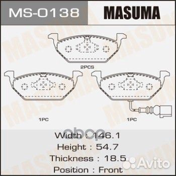 Колодки тормозные дисковые masuma, AN-4342WK, P