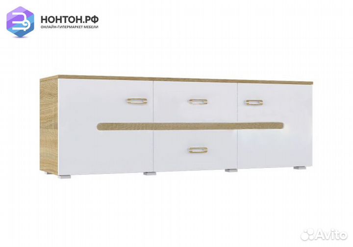 Тв-тумба Ким белый глянец / сонома