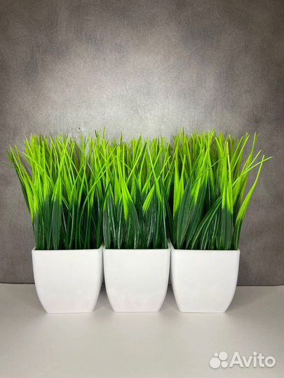 Искусственная трава осока цветы в кашпо