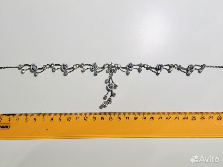 Ожерелье с голубыми розами и стразами Swarovski