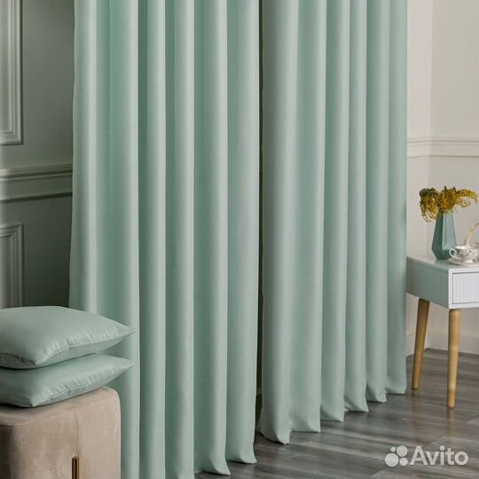 Портьеры блэкаут Амадео Пастельный зеленый шторы