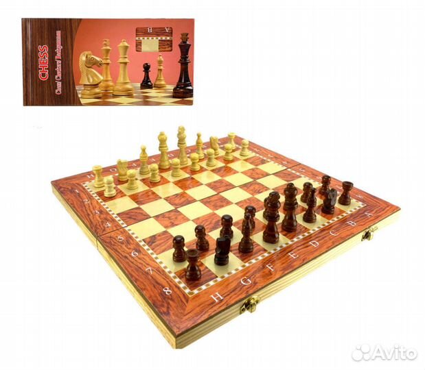 Игровой набор 3 в 1 Шашки-шахматы-нарды деревянный