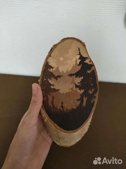 Картина на спиле дерева, ручная роспись