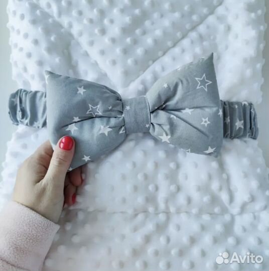 Бант на выписку из роддома серый