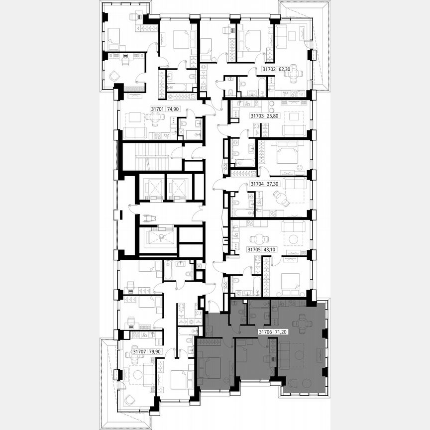 2-к. квартира, 71,2 м², 17/28 эт.