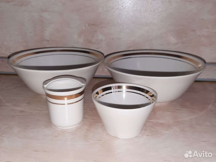 Ассорти блюдца, чашка, солонки, позолота, СССР