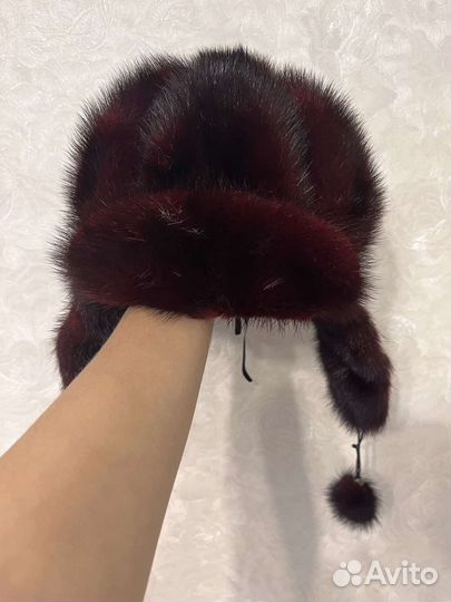 Шапка ушанка норковая женская