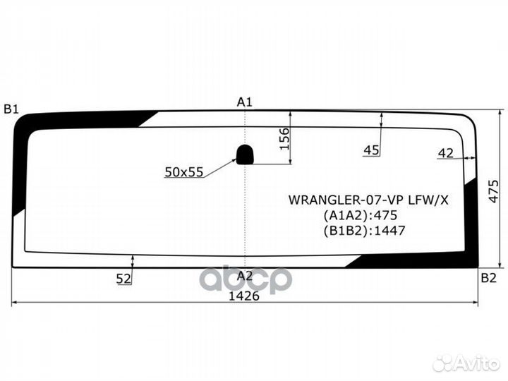Стекло лобовое jeep wrangler (JK) 2/4D 07-18 WR