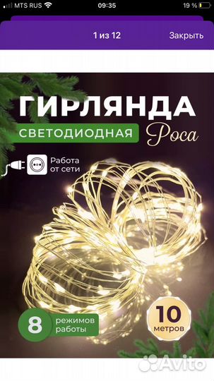 Гирлянда роса 10 м