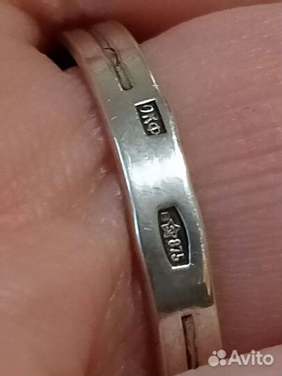 Серебряное винтажное кольцо 875 пробы с камнем