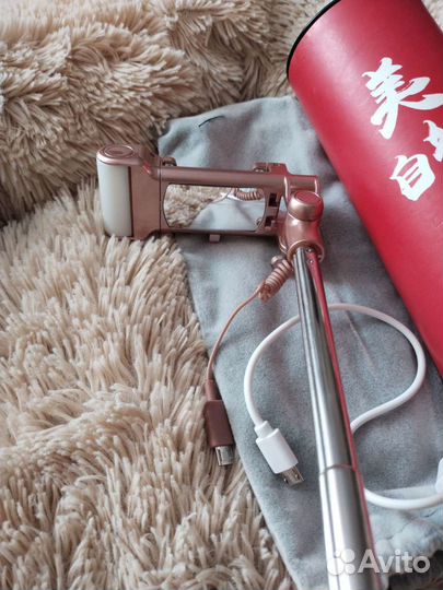 Монопод для селфи с подсветкой и зеркалом