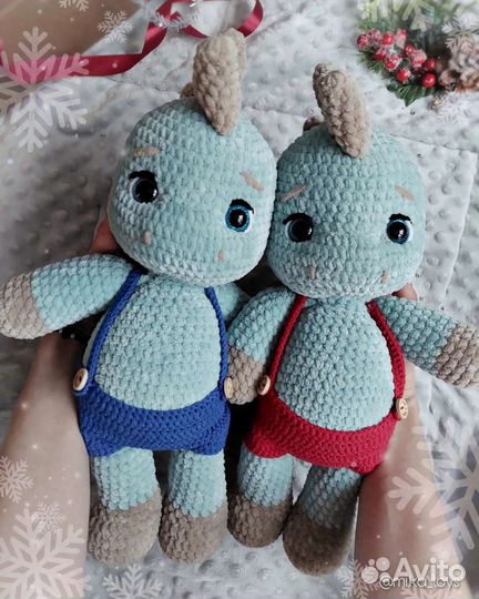 Вязаная игрушка Динозавр Бегемот Мишка Единорожка