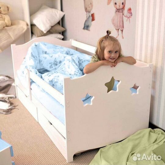 Кроватка детская сингл берёза высокий борт