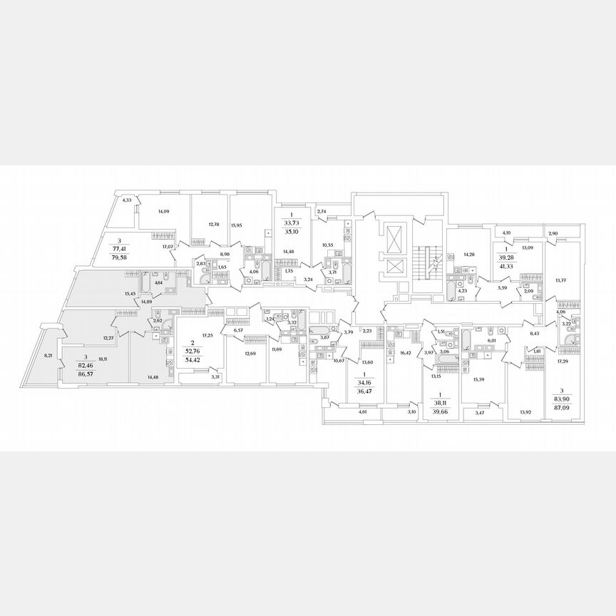 3-к. квартира, 86,6 м², 14/17 эт.