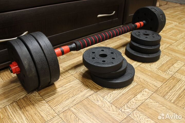 Новые гантели 20кг и штанга