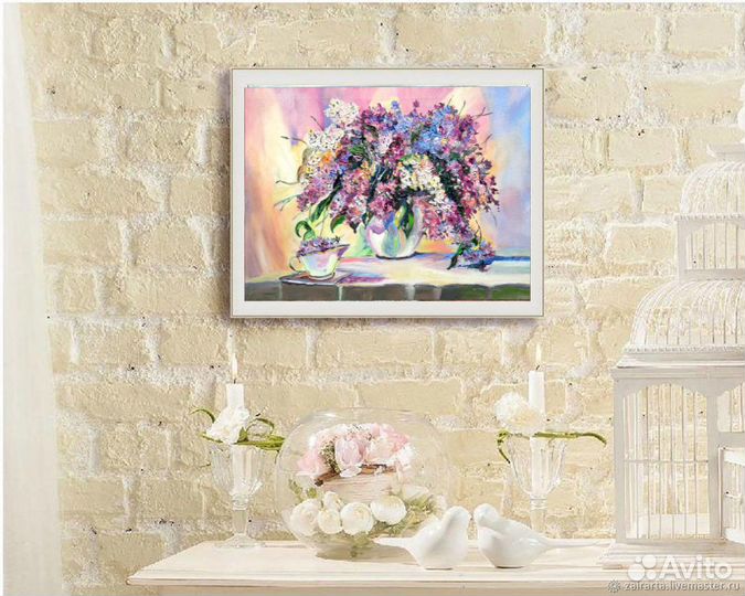 Картина маслом Сирень холст 30 см на 40см