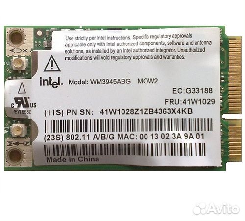 Контроллер wlan Wi-Fi miniPCI-Express Intel WM3945ABG MOW2, 802.11 b/g