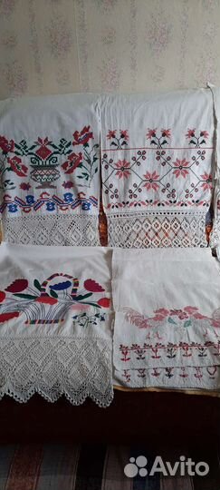 Рушники с кружевом,простыни с подзором