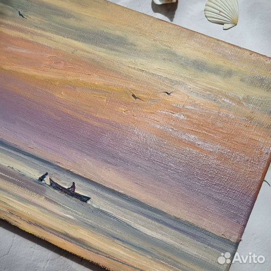 Картина маслом на холсте морской пейзаж. Море